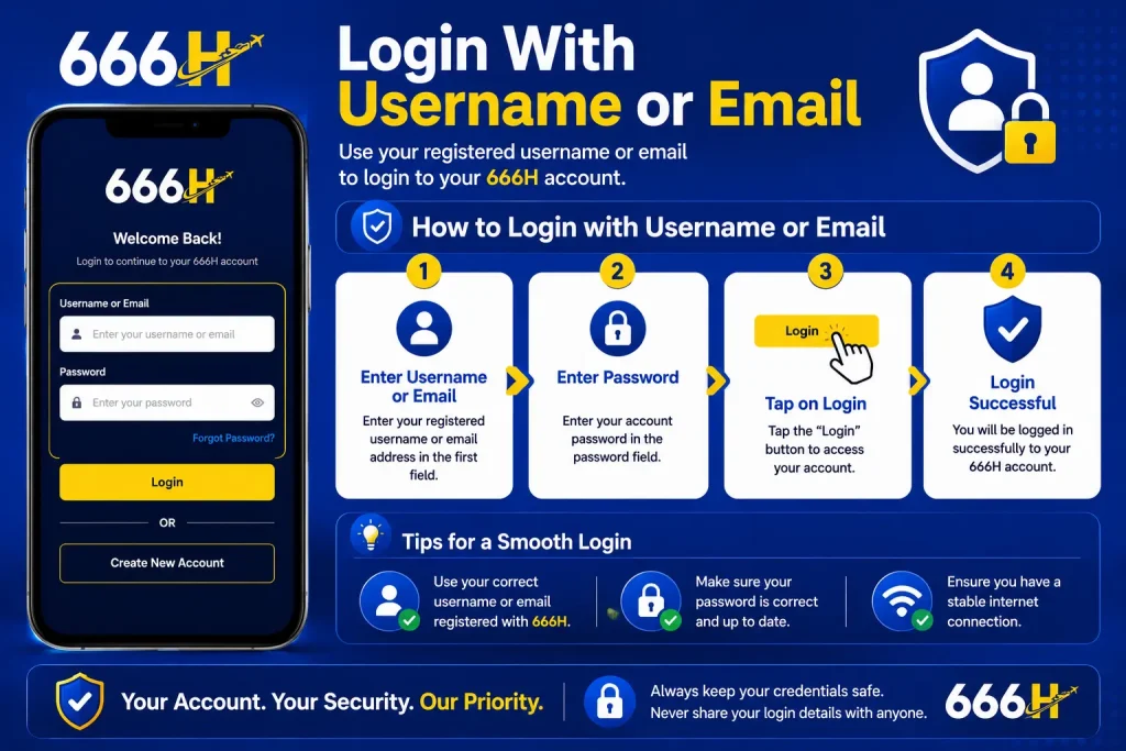 666H Login With Username or Email